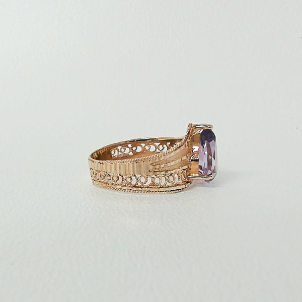 10K Amethyst Filigree Ring