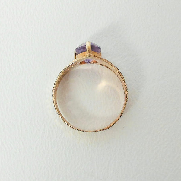 10K Amethyst Filigree Ring