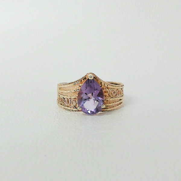 10K Amethyst Filigree Ring