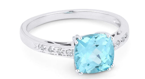 14k Aquamarine & Diamond Ring
