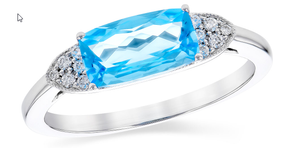 14K Blue Topaz & Diamond Ring