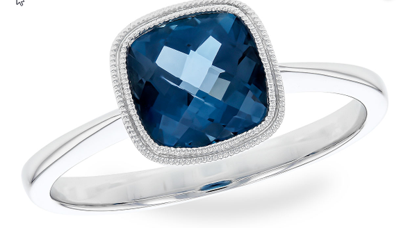 14K London Blue Topaz Bezel-Set Ring