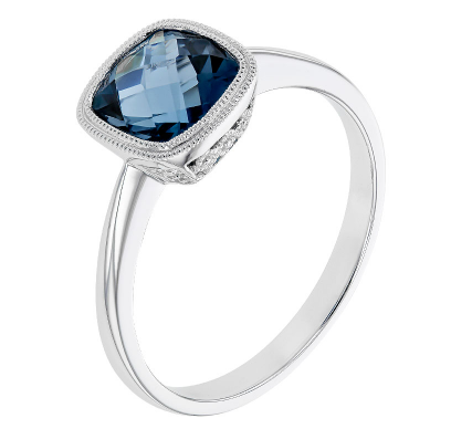14K London Blue Topaz Bezel-Set Ring
