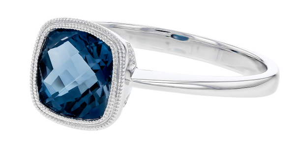 14K London Blue Topaz Bezel-Set Ring