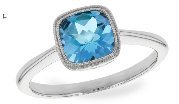 14K Swiss Blue Topaz Bezel-Set Ring