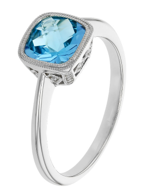 14K Swiss Blue Topaz Bezel-Set Ring