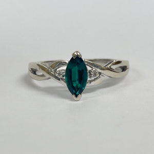 14k Synthetic Emerald & Diamond Ring