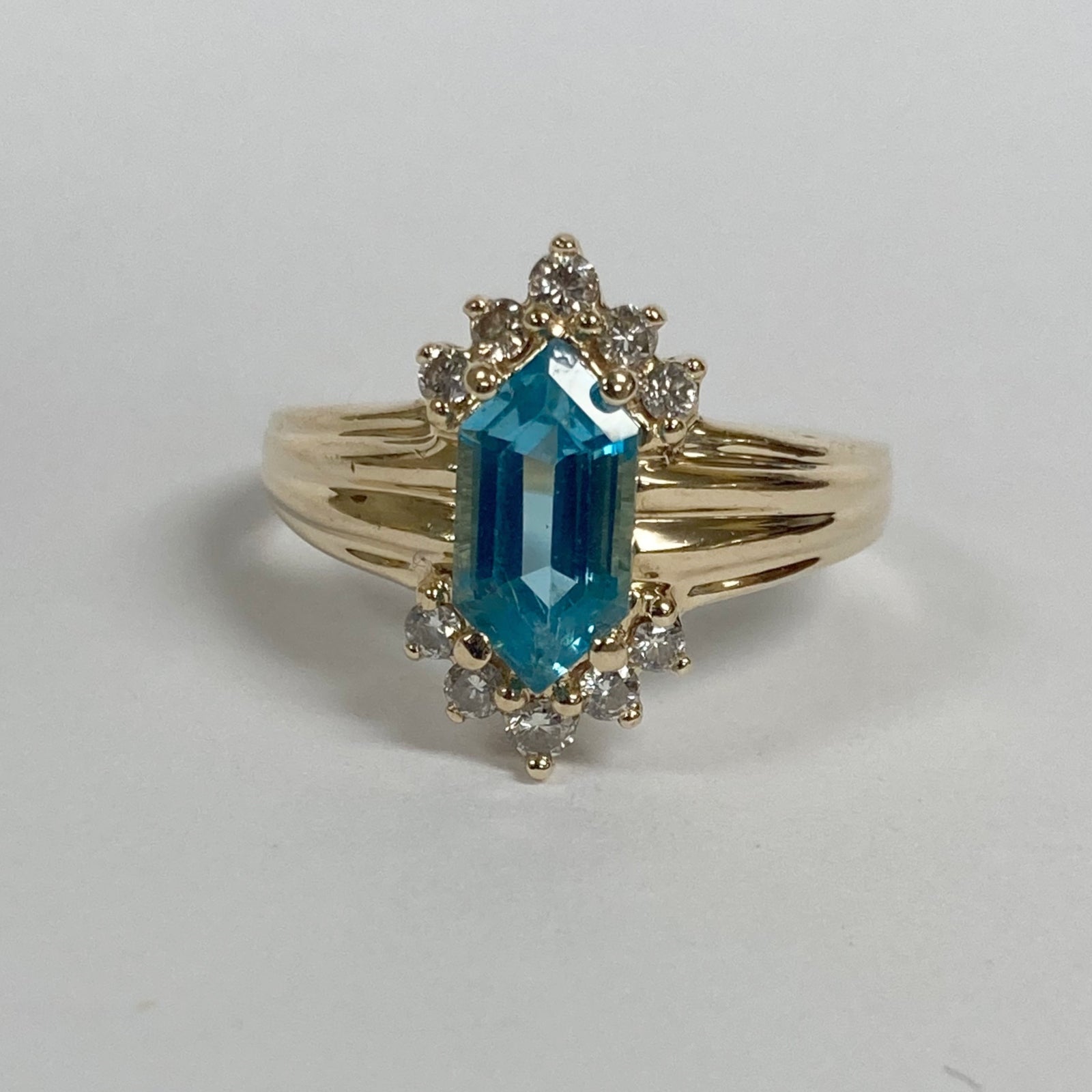 14k Synthetic Blue Topaz & Diamond Ring