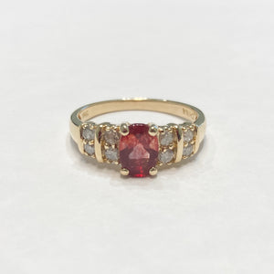 14k Oval Dyed Topaz & Promo Diamond Ring