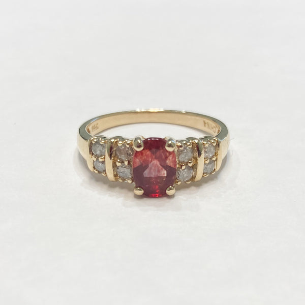 14k Oval Dyed Topaz & Promo Diamond Ring