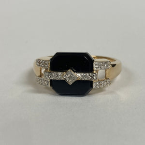 14k Black Onyx & Diamond Ring