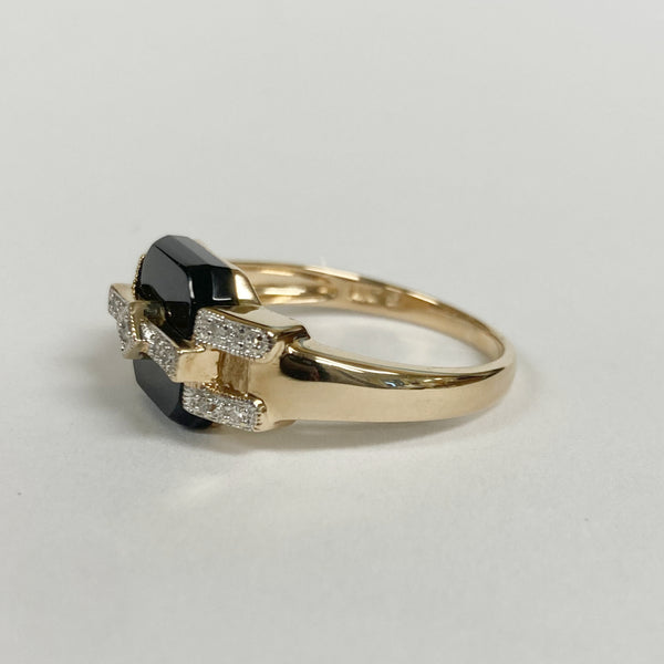 14k Black Onyx & Diamond Ring