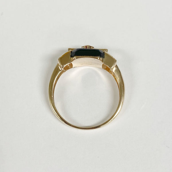 14k Black Onyx & Diamond Ring