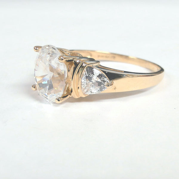 14K Oval & Trillion-Cut Cubic Zirconia Ring