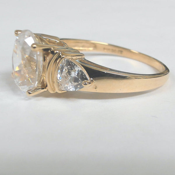 14K Oval & Trillion-Cut Cubic Zirconia Ring