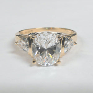 14K Oval & Trillion-Cut Cubic Zirconia Ring