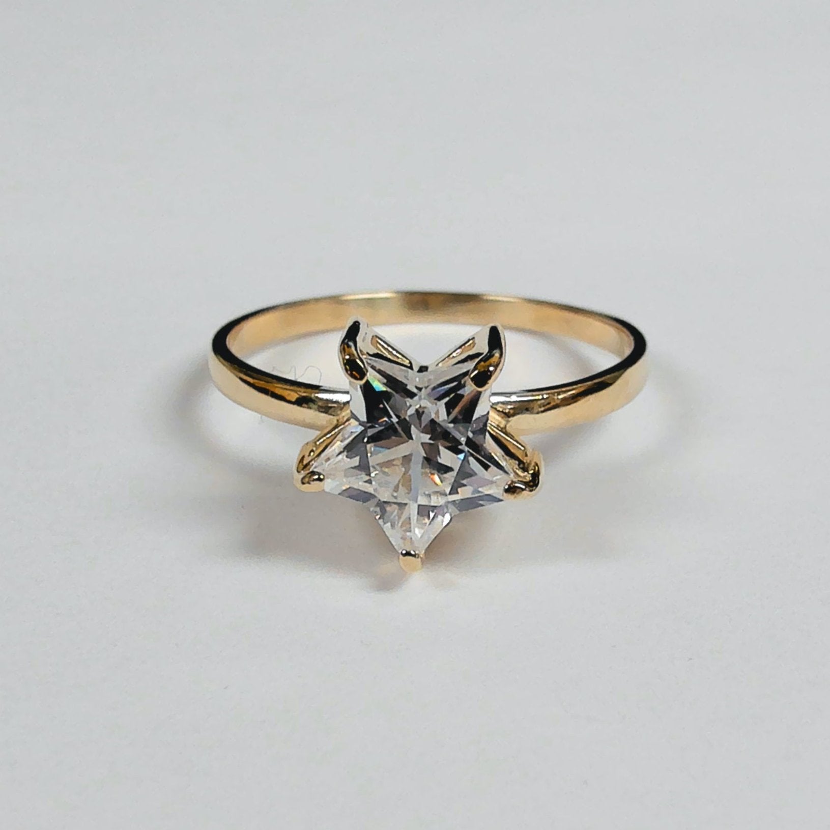 14K Star-Shaped Cubic Zirconia Ring