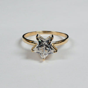 14K Star-Shaped Cubic Zirconia Ring