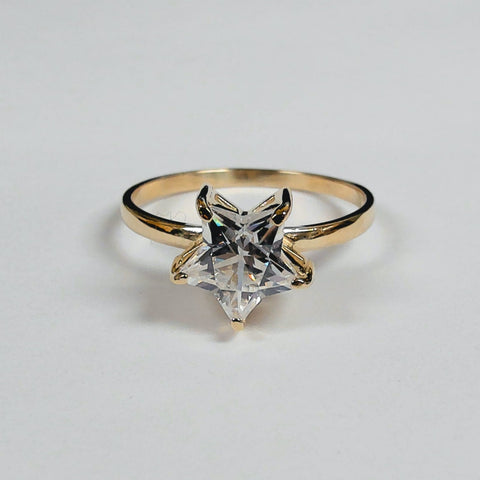 14K Star-Shaped Cubic Zirconia Ring