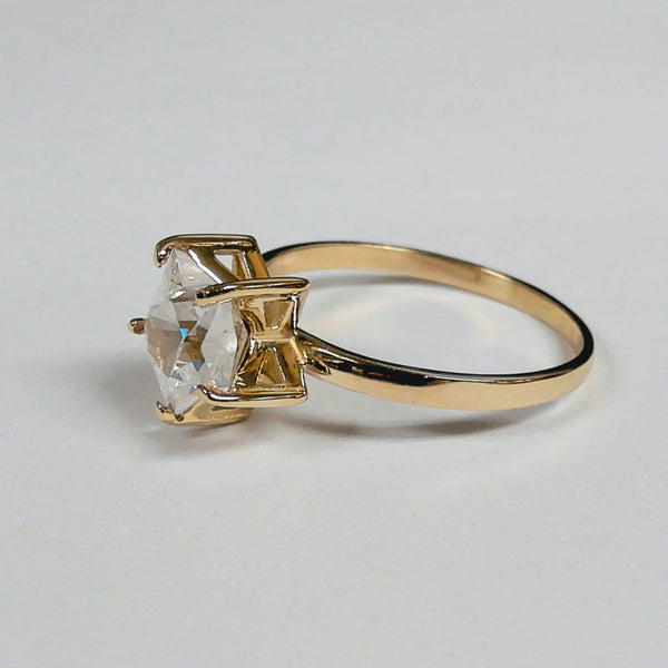 14K Star-Shaped Cubic Zirconia Ring