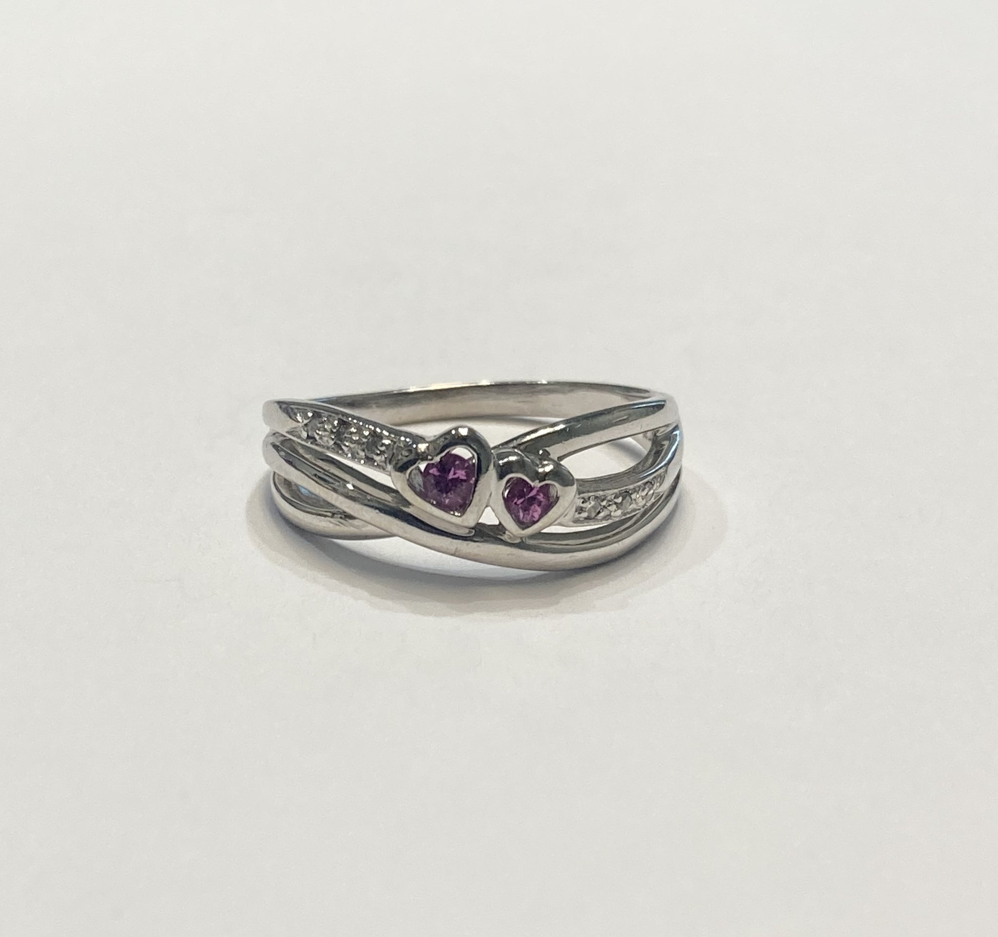 10k Pink Tourmaline & Diamond Heart Ring