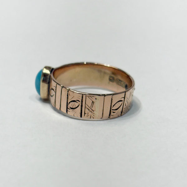 14k Rose Gold Oval Turquoise Ring