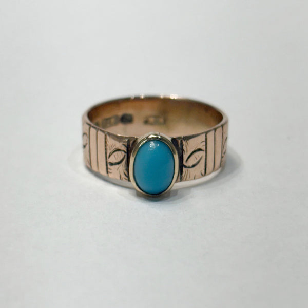 14k Rose Gold Oval Turquoise Ring