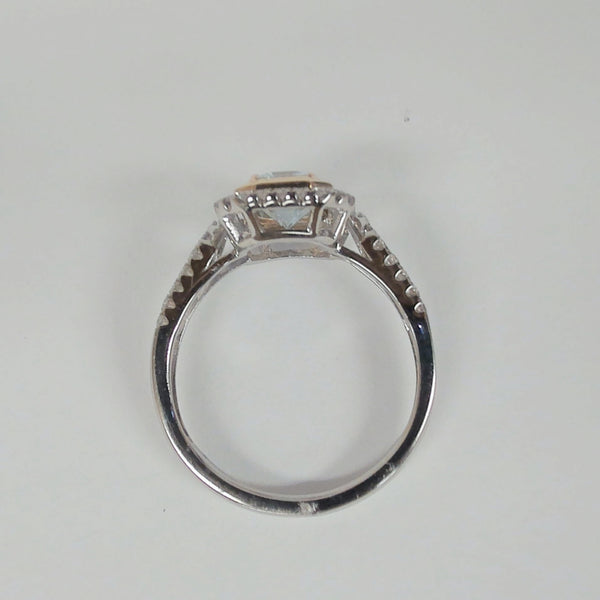 14KTT Emerald-Cut Aquamarine & Diamond Ring