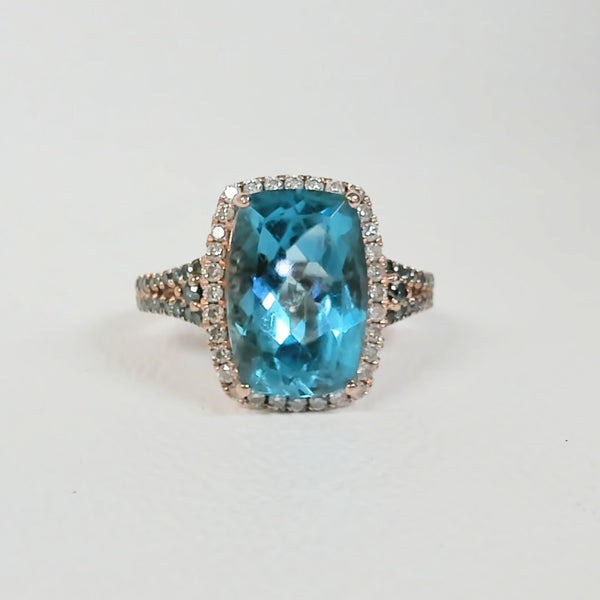 10k Blue Topaz Halo Ring