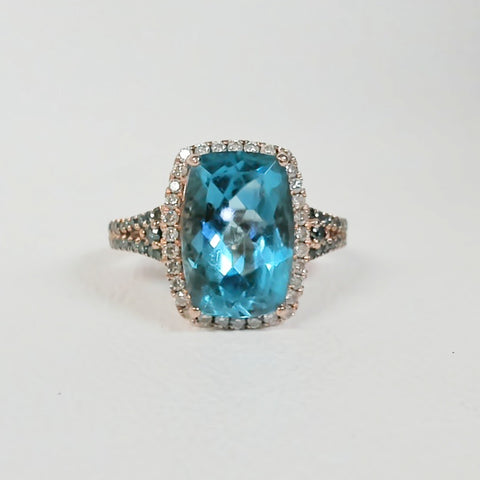 10k Blue Topaz Halo Ring