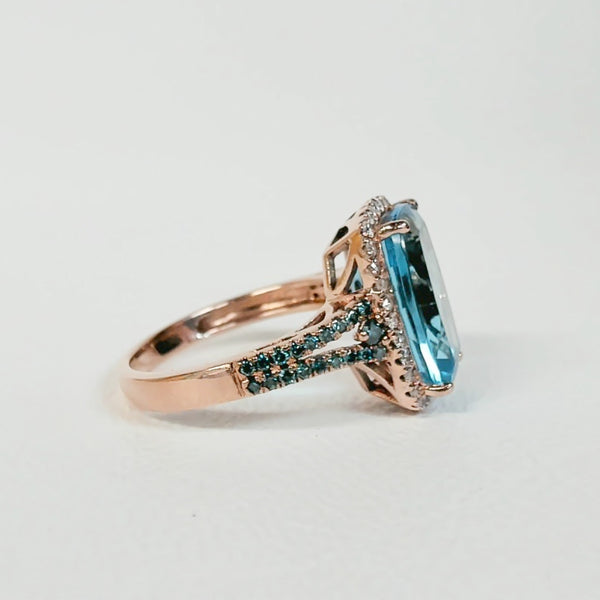 10k Blue Topaz Halo Ring