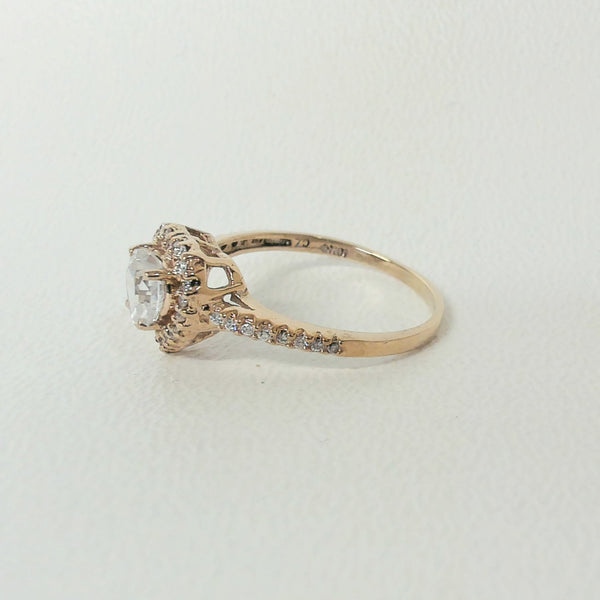 10K Heart Shaped CZ Halo Ring