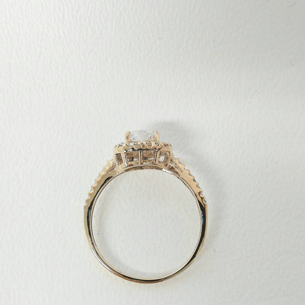 10K Heart Shaped CZ Halo Ring