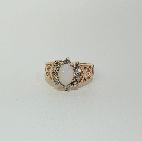 14K Opal and Diamond Ring