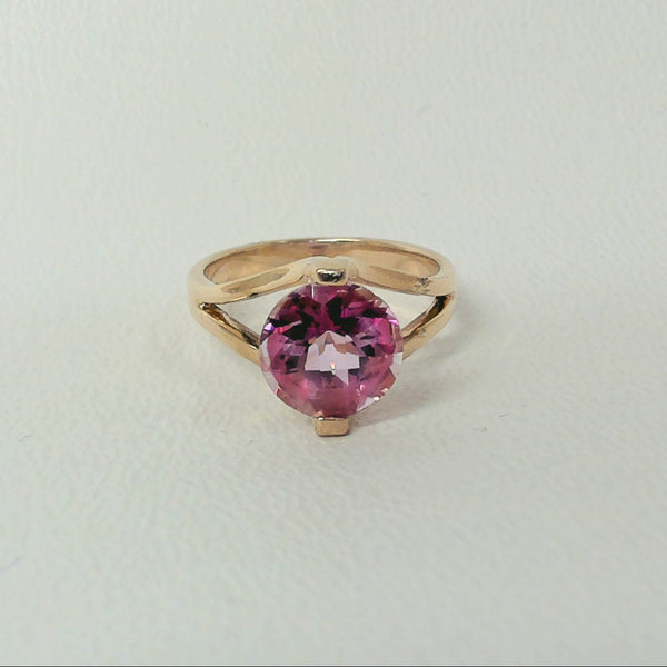 14K Synthetic Pink Stone Ring