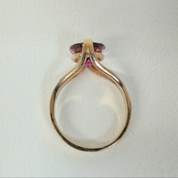 14K Synthetic Pink Stone Ring