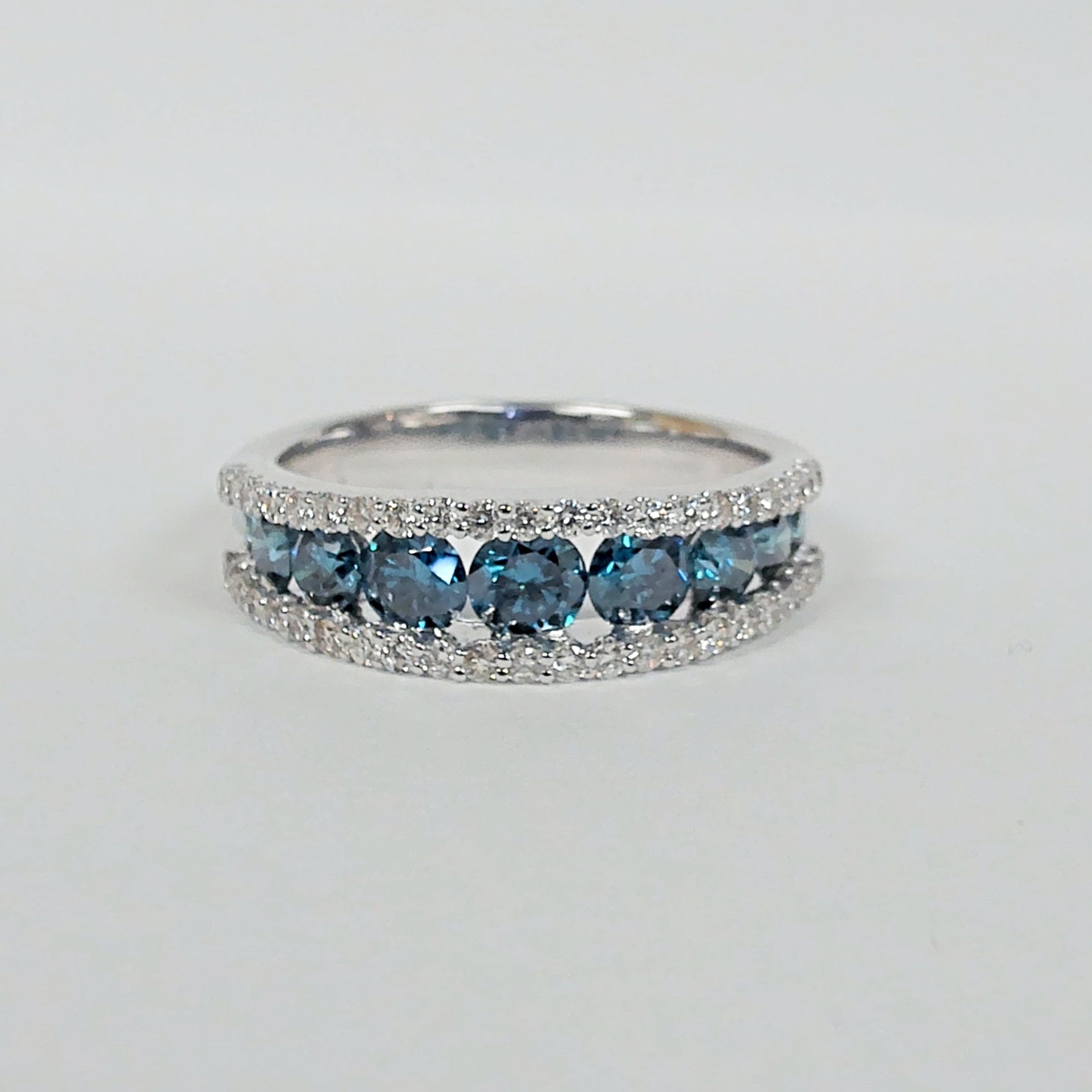 14K Blue & White Diamond Band