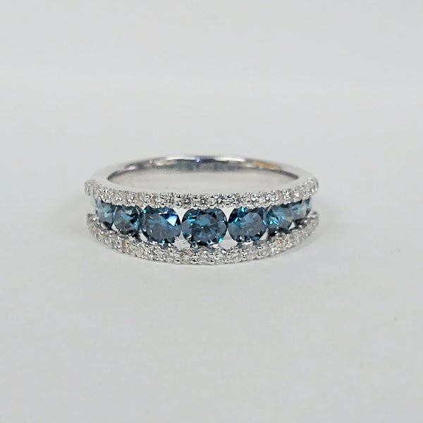 14K Blue & White Diamond Band