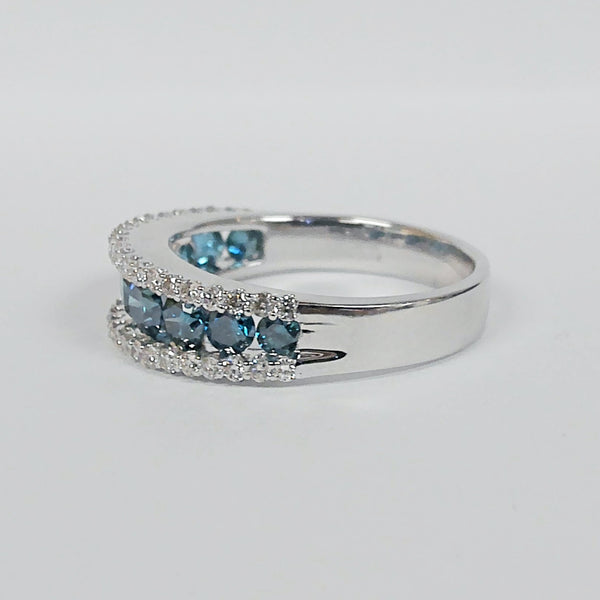14K Blue & White Diamond Band