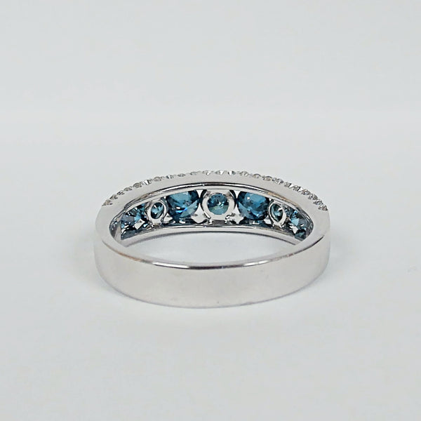 14K Blue & White Diamond Band