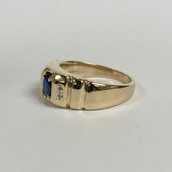 10k Oval Sapphire & Diamond Ring