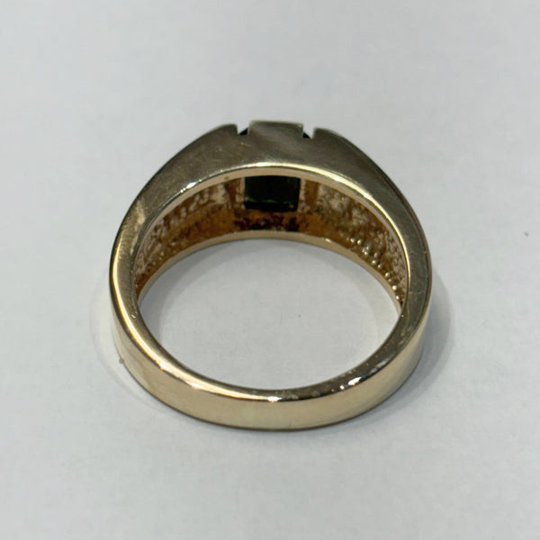 14k Emerald-Cut Green Tourmaline Ring