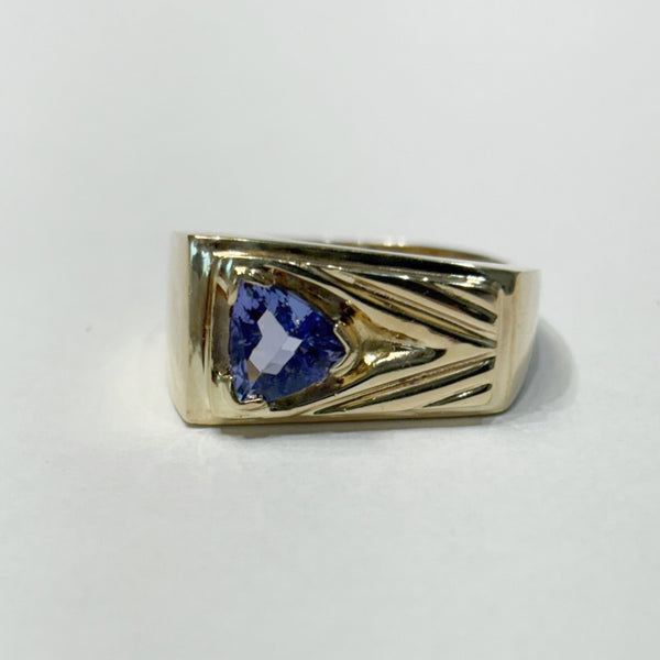 14K Trillion-Cut Tanzanite Ring