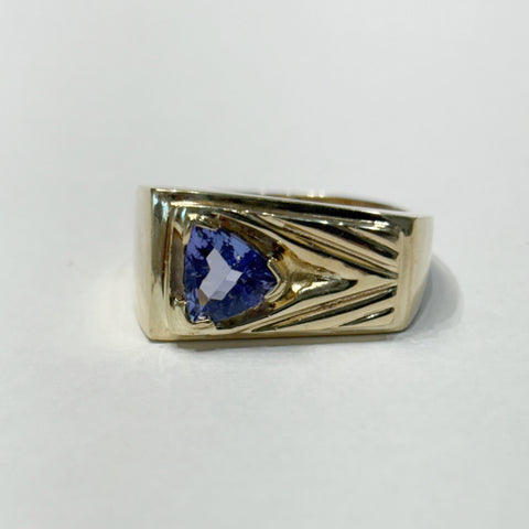 14K Trillion-Cut Tanzanite Ring