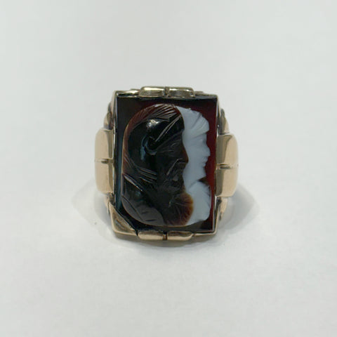 10k Sardonyx Double Cameo Ring