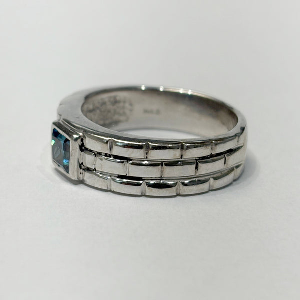 14K Treated Teal Blue Diamond Ring