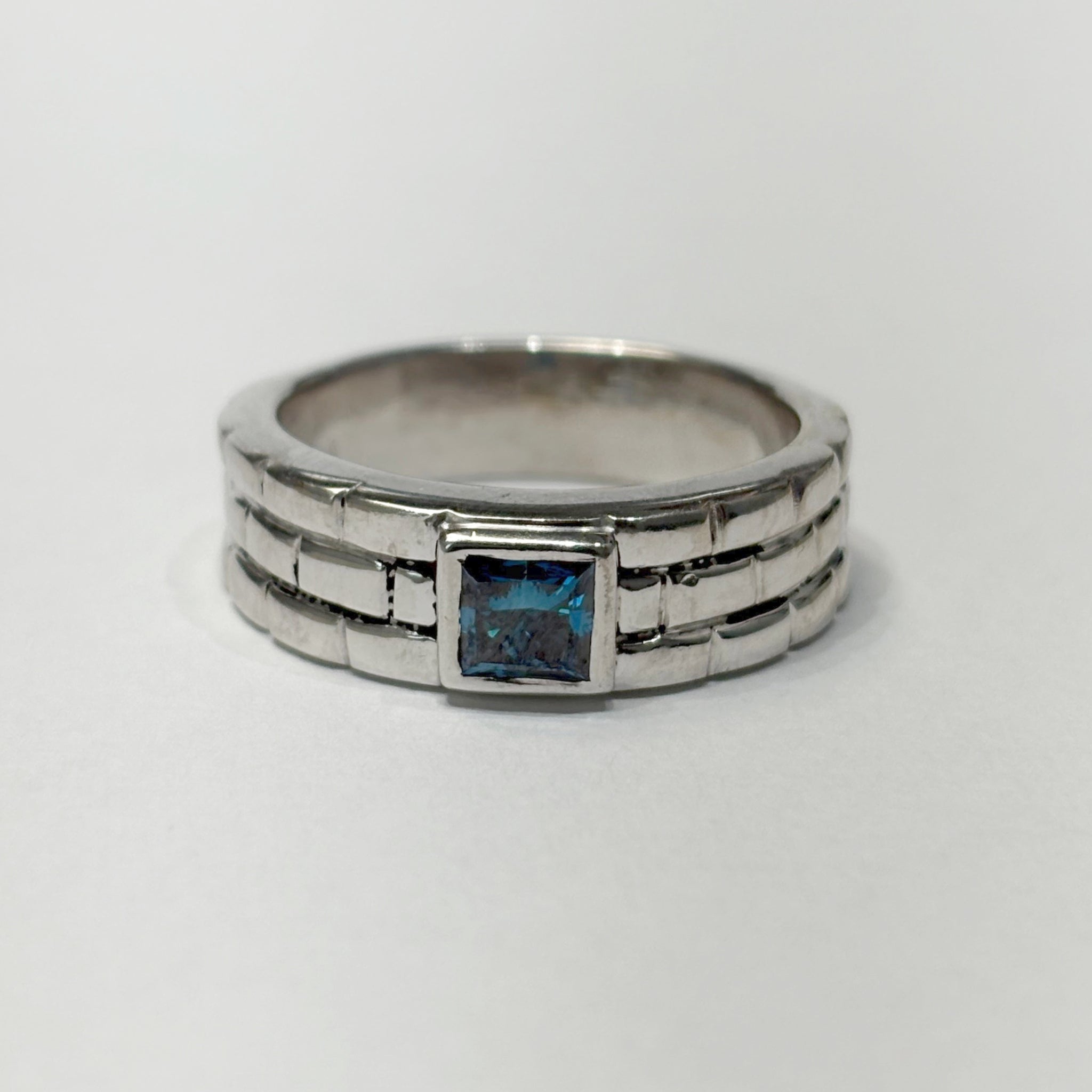 14K Treated Teal Blue Diamond Ring