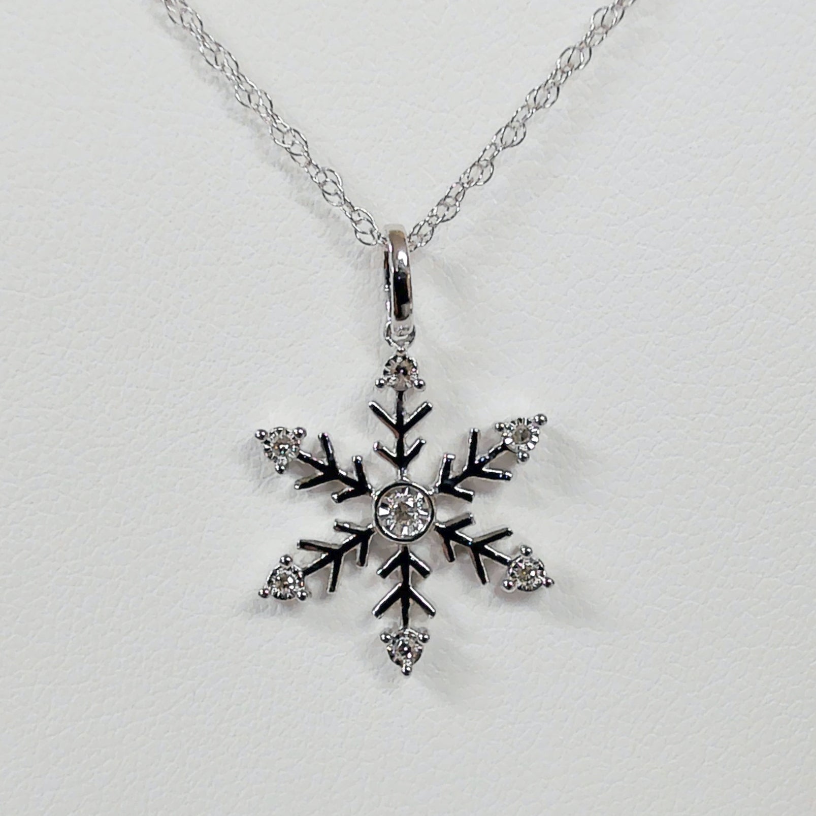 Sterling Silver Diamond Snowflake Necklace