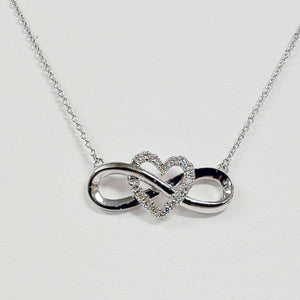 Sterling Silver Diamond Heart & Infinity Necklace