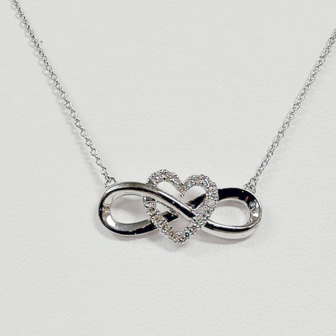 Sterling Silver Diamond Heart & Infinity Necklace